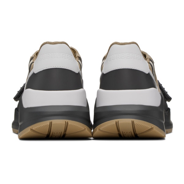 버버리 버버리 Burberry Gray & Beige Vintage Check Sneakers 232376F128010