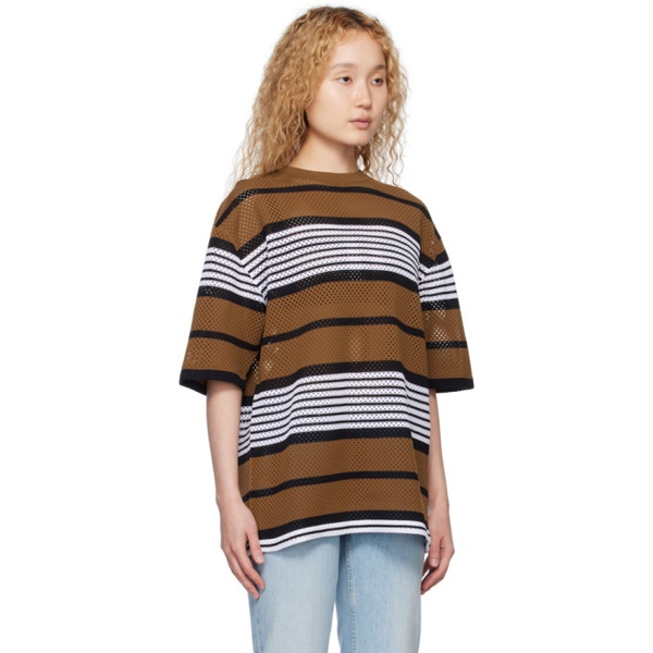 버버리 버버리 Burberry Brown Stripe Oversized T-Shirt 231376F110023
