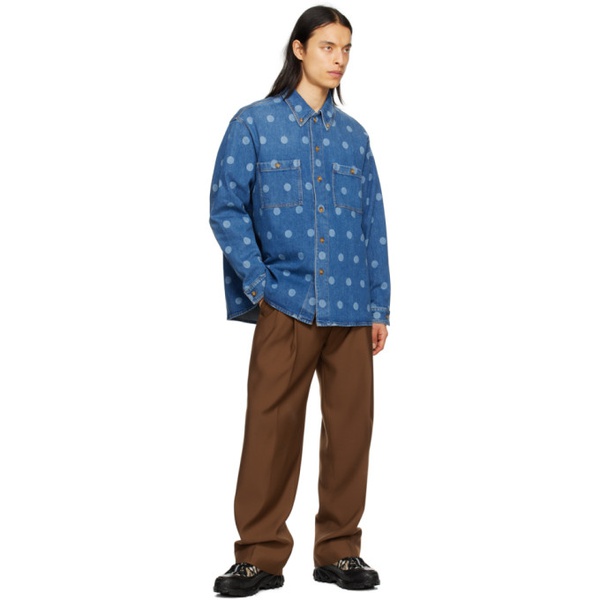 버버리 버버리 Burberry Blue Polka Dot Denim Shirt 231376M192043