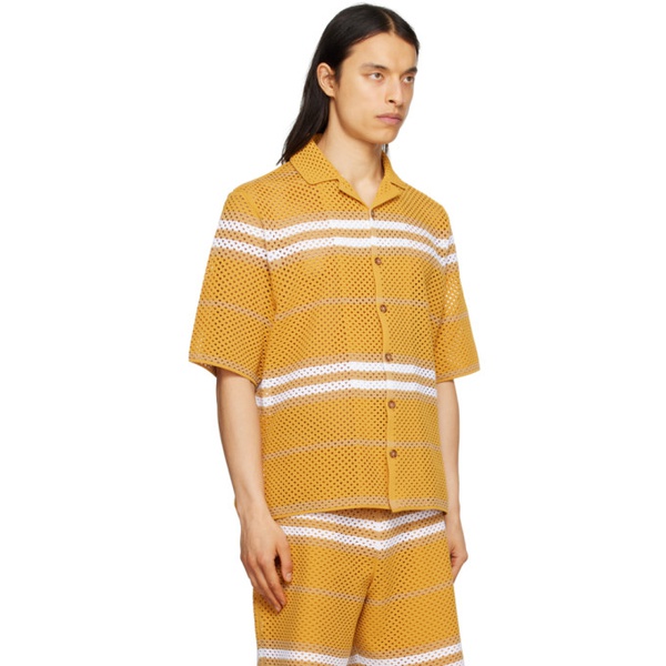 버버리 버버리 Burberry Yellow Striped Shirt 231376M212009