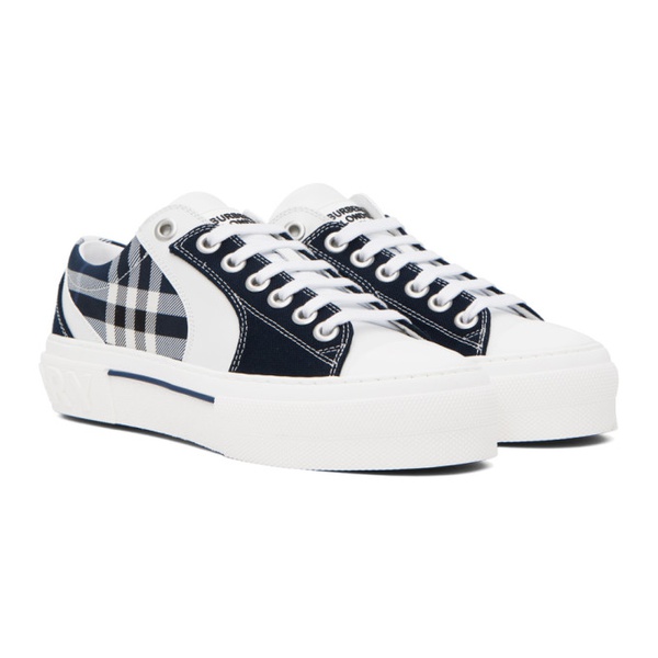 버버리 버버리 Burberry White & Navy Check Sneakers 232376M237011