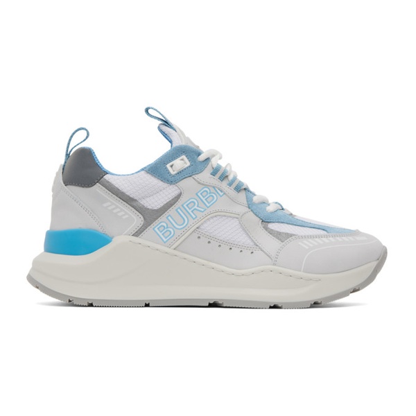 버버리 버버리 Burberry White & Blue Print Sneakers 231376M237037