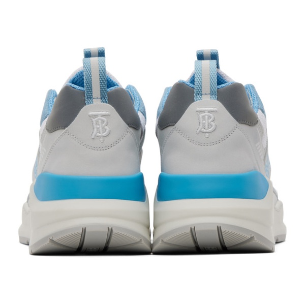 버버리 버버리 Burberry White & Blue Print Sneakers 231376M237037