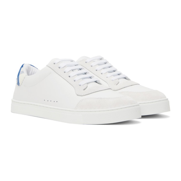 버버리 버버리 Burberry White & Blue Checked Sneakers 232376M237025