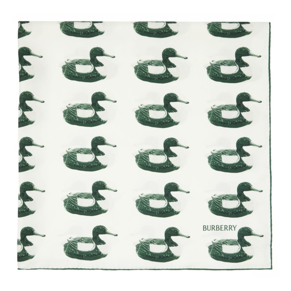 버버리 버버리 Burberry Green & White Duck Print Scarf 232376F029008