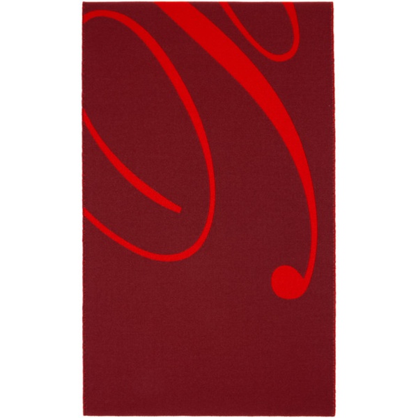 버버리 버버리 Burberry Burgundy & Red Logo Wool Silk Scarf 241376M150013