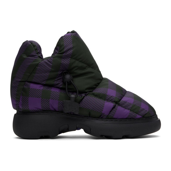 버버리 버버리 Burberry Black & Purple Check Pillow Boots 232376F113008