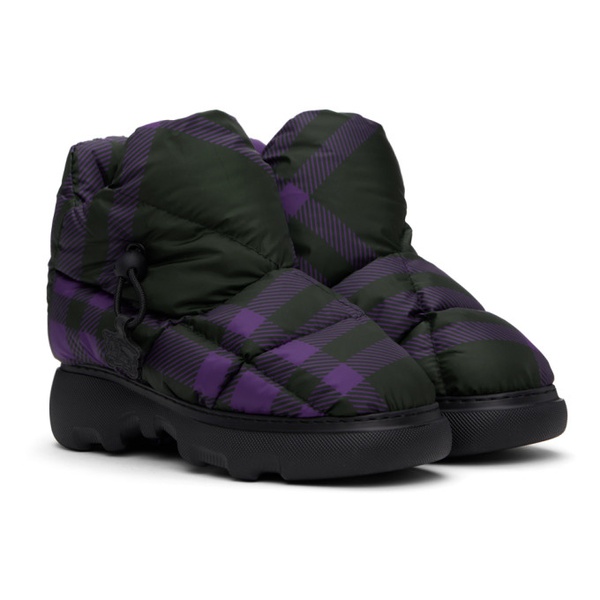 버버리 버버리 Burberry Black & Purple Check Pillow Boots 232376F113008