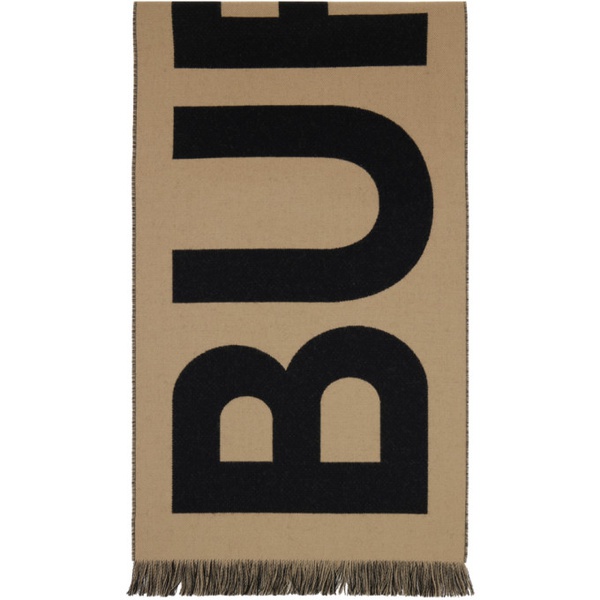 버버리 버버리 Burberry Beige Logo Wool Scarf 241376M150020