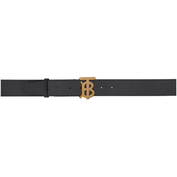 버버리 버버리 Burberry Black Leather Wide TB Belt 241376M131004
