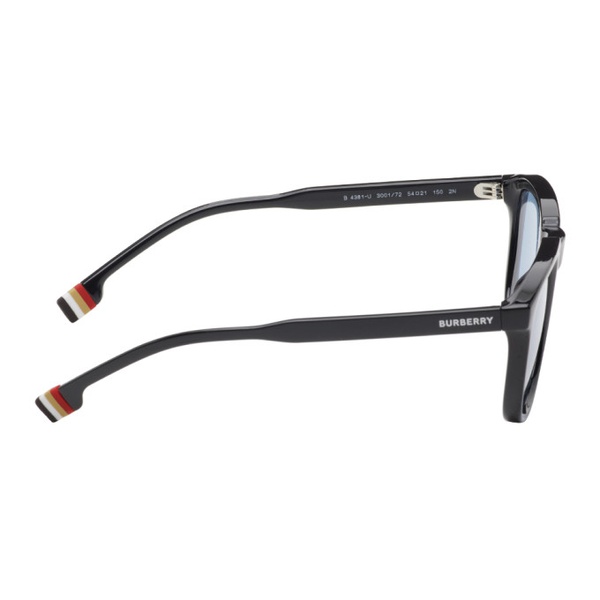 버버리 버버리 Burberry Black Stripe Detail Square Frame Sunglasses 241376M134001