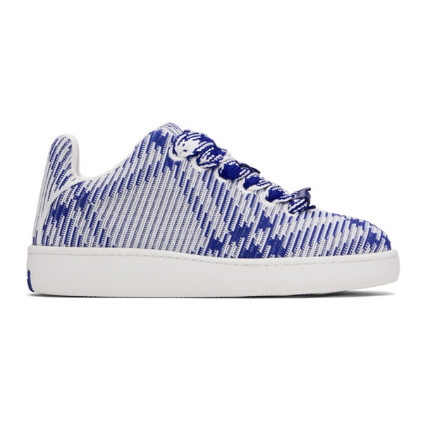 버버리 버버리 Burberry Blue & White Check Knit Box Sneakers 241376M237008