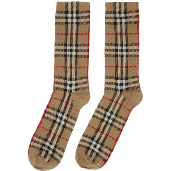 버버리 버버리 Burberry Beige Vintage Check Socks 221376F076002