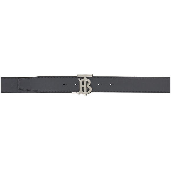 버버리 버버리 Burberry Reversible Gray Monogram Motif Embossed Belt 222376M131008