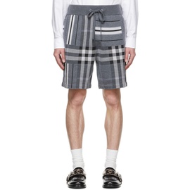버버리 Burberry Gray Check & Stripe Shorts 222376M193010