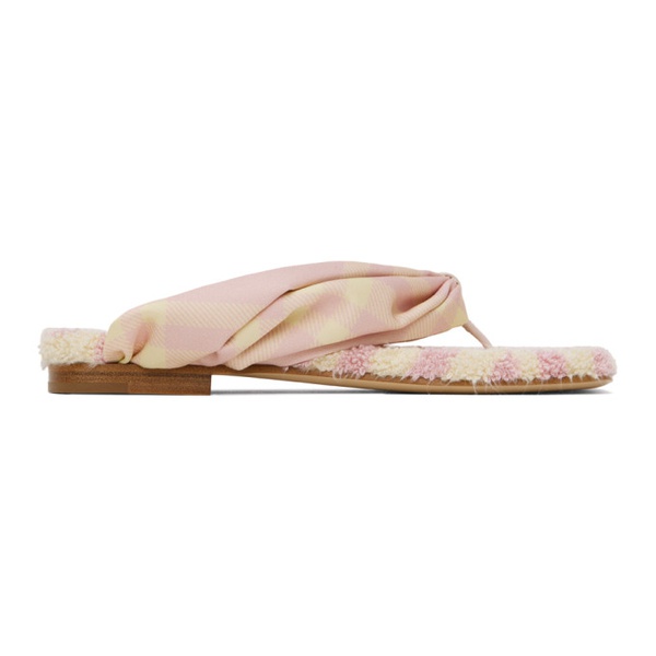 버버리 버버리 Burberry Pink & Yellow Fabric Sandals 241376F124007