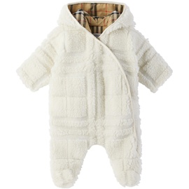 버버리 Burberry Baby White Hooded Jumpsuit 241376M690007