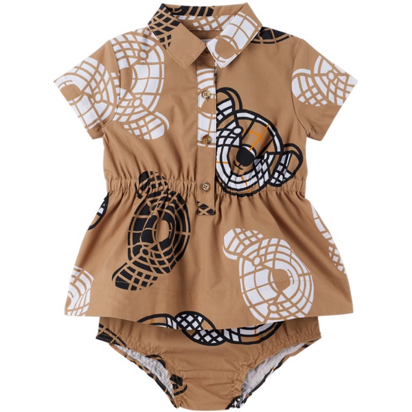 버버리 버버리 Burberry Baby Beige Thomas Bear Dress & Bloomers Set 231376M691016
