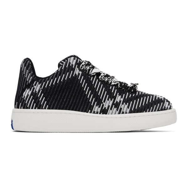 버버리 버버리 Burberry Black & White Check Knit Box Sneakers 241376M237007