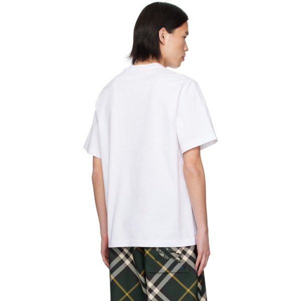 버버리 버버리 Burberry White Print T-Shirt 241376M213018