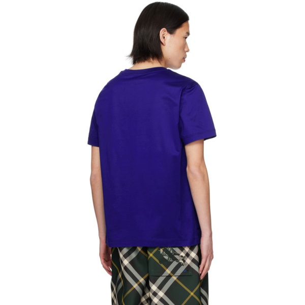 버버리 버버리 Burberry Blue Embroidered T-Shirt 241376M213022