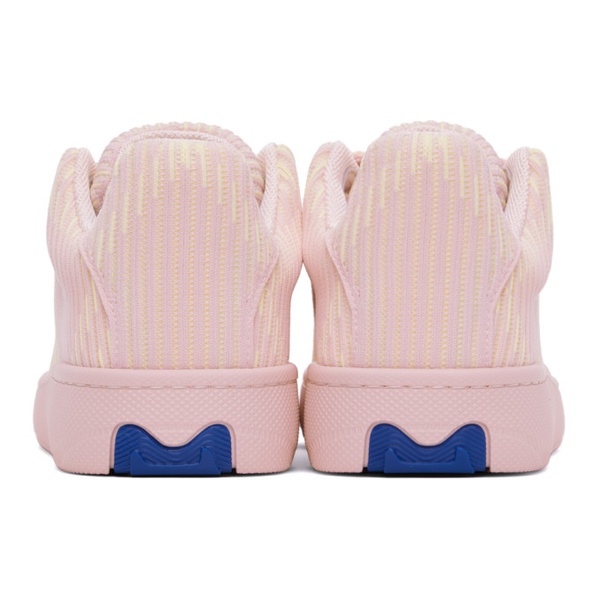 버버리 버버리 Burberry Pink Check Knit Box Sneakers 241376F128004