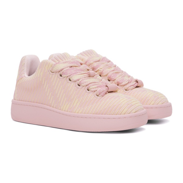 버버리 버버리 Burberry Pink Check Knit Box Sneakers 241376F128004