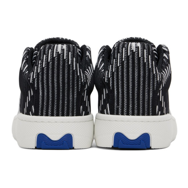 버버리 버버리 Burberry Black & White Check Knit Box Sneakers 241376F128003