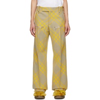 버버리 Burberry Yellow & Beige Check Trousers 232376M191004