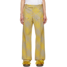 버버리 Burberry Yellow & Beige Check Trousers 232376M191004