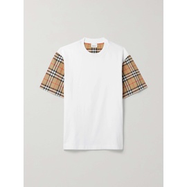 버버리 BURBERRY Checked poplin-trimmed cotton-jersey T-shirt 790698998