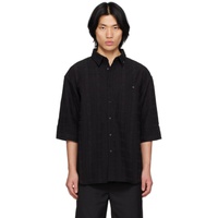 C2H4 Black Corbusian Fold-Over Shirt 231299M192007