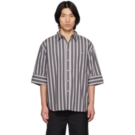 C2H4 Black & White Corbusian Fold-Over Shirt 231299M192008