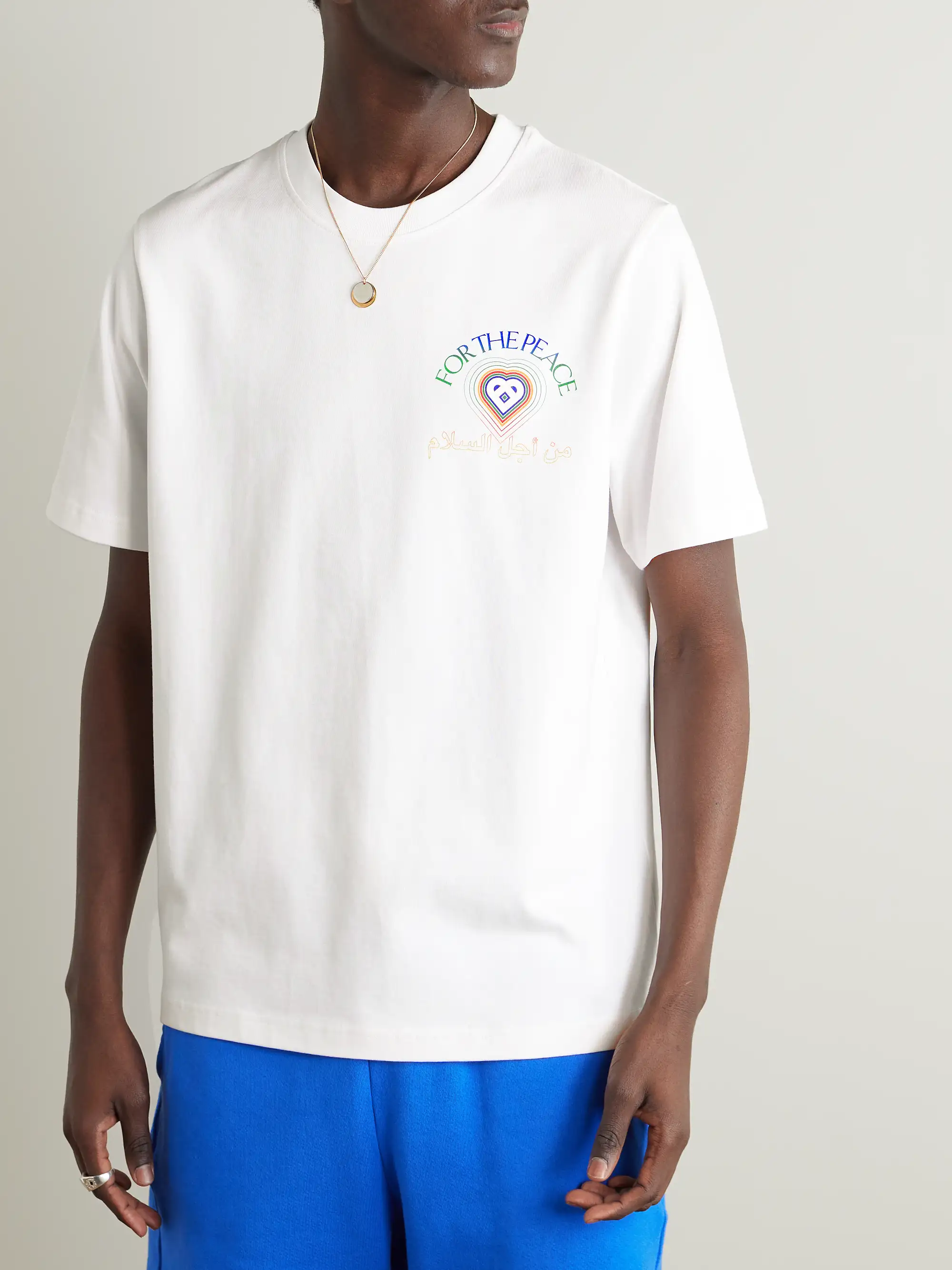  카사블랑카 CASABLANCA For The Peace Printed Organic Cotton-Jersey T-Shirt 1647597315093322