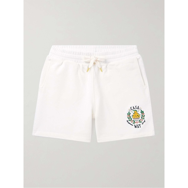  카사블랑카 CASABLANCA Casa Way Straight-Leg Logo-Embroidered Cotton-Jersey Drawstring Shorts 1647597324616243