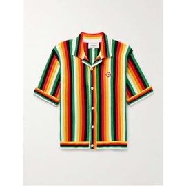 카사블랑카 CASABLANCA Camp-Collar Logo-Appliqued Striped Cotton-Blend Terry Shirt 1647597328571592