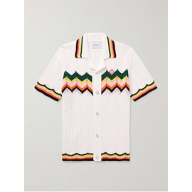 카사블랑카 CASABLANCA Camp-Collar Logo-Appliqued Striped Crocheted Cotton Shirt 1647597328571612