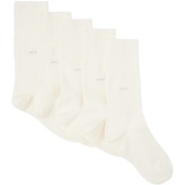 CDLP Five-Pack White Mid-Length Socks 241425M220001