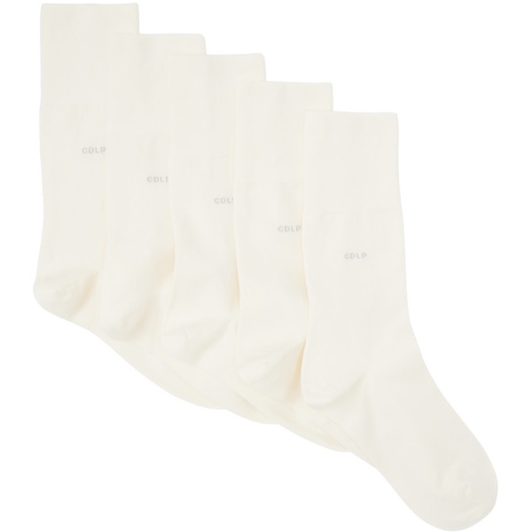  CDLP Five-Pack White Mid-Length Socks 241425M220001