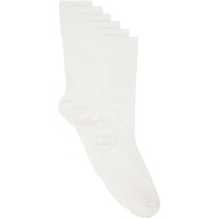 CDLP Six-Pack White Mid Length Rib Socks 241425M220002