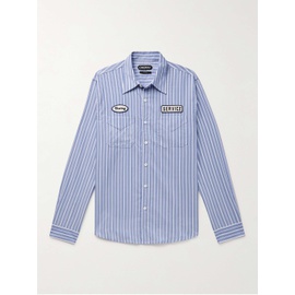 CHERRY LOS ANGELES Appliqued Striped Cotton and TENCEL Lyocell-Blend Shirt 1647597313222439