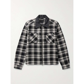 CHERRY LOS ANGELES Chambray-Trimmed Logo-Embroidered Checked Cotton-Flannel Shirt Jacket 1647597328650485