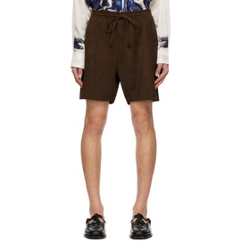 COMMAS Brown Drawstring Leather Shorts 241583M193004