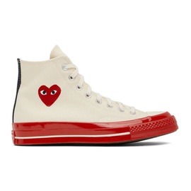 COMME des GARCONS PLAY 오프화이트 Off-White & Red 컨버스 Converse 에디트 Edition Chuck 70 Sneakers 222246M236001