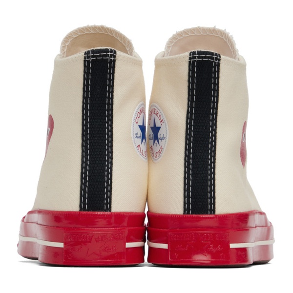  COMME des GARCONS PLAY 오프화이트 Off-White & Red 컨버스 Converse 에디트 Edition PLAY Chuck 70 High-Top Sneakers 231246F127001