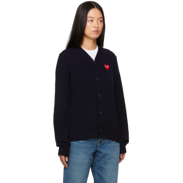  COMME des GARCONS PLAY Navy Heart Patch Cardigan 232246F095007