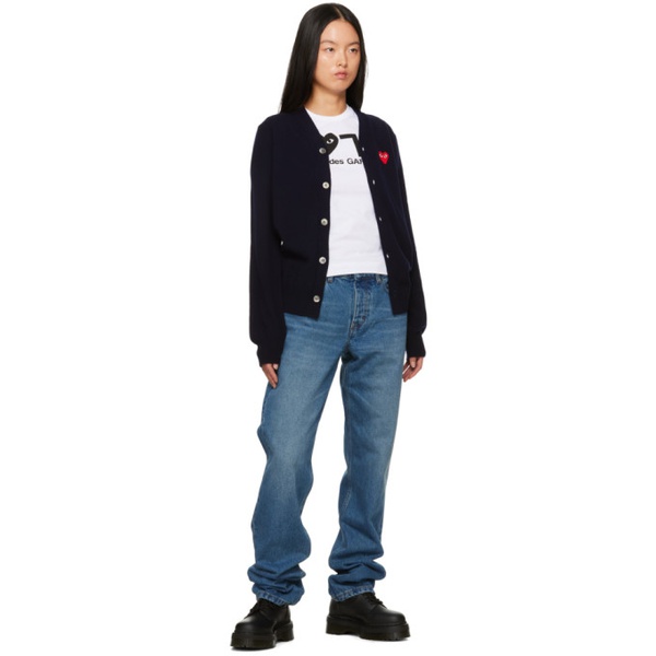  COMME des GARCONS PLAY Navy Heart Patch Cardigan 232246F095007