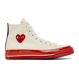 COMME des GARCONS PLAY 오프화이트 Off-White & Red 컨버스 Converse 에디트 Edition Chuck 70 Sneakers 222246F127004