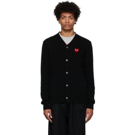 COMME des GARCONS PLAY Black Wool Heart Patch Cardigan 221246M200000