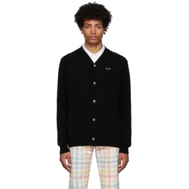 COMME des GARCONS PLAY Black Wool Heart Patch Cardigan 221246M200002